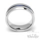 Männer-Ring silber blau poliert mit Streifen aus massivem Edelstahl Herren Geschenk