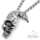 Totenkopf-Anhänger gebrochener Half Skull aus Edelstahl mit passender Halskette