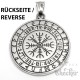 Nordischer Runen-Kompass Vegvisir Edelstahl-Anhänger mit Aegishjalmur auf Rückseite