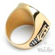 Goldener Templer Ring aus Edelstahl Kreuzritter Siegelring mit rotem Tatzenkreuz