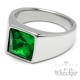 Herren Ring Solitär Stein Smaragd-Grün für den kleinen Finger silber aus Edelstahl