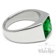 Herren Ring Solitär Stein Smaragd-Grün für den kleinen Finger silber aus Edelstahl