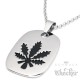 Hochwertiger Edelstahl Anhänger DogTag Medaillon Hanfblatt silber + 60cm Kette