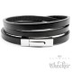 Echt Leder Wickelarmband Herren Lederarmband schwarz Edelstahl schlicht Biker