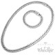 Biker-Schmuckset Halskette + Armband mit Totenkopf aus massivem Edelstahl silber