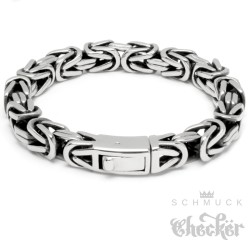 Dickes Königsarmband aus Massivem Edelstahl silber poliert Männerschmuck Geschenk