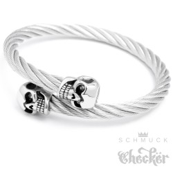 Edelstahl Armreif Herren Armband Schlange Bikerschmuck Geschenk Stahlseil flexibel