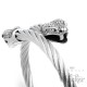 Edelstahl Armreif Herren Armband Totenkopf Bikerschmuck Geschenk Stahlseil flexibel