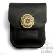 Schwarze Feuerzeug-Tasche mit Shotgun Druckknopf aus echtem Leder made in the USA