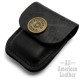 Schwarze Feuerzeug-Tasche mit Shotgun Druckknopf aus echtem Leder made in the USA