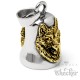 Biker-Bell mit goldenem Wolf aus Edelstahl Motorradfahrer Glücksbringer Geschenk