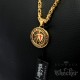 Goldenes Kreuzritter-Amulett mit Bibelvers 6:13-17 rotes Kreuz Edelstahl Halskette