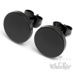 Schwarze runde Ohrstecker blanko mit Gravur Herren Ohrringe aus 316L Edelstahl