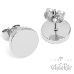 Schwarze runde Ohrstecker blanko mit Gravur Herren Ohrringe aus 316L Edelstahl