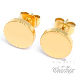 Goldene Ohrstecker rund mit Wunschgravur Edelstahl Vergoldet Männer Geschenkidee