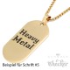 Goldenes DogTag mit Wunschgravur und Halskette Herren Anhänger Gravurplatte gold