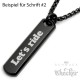 Schwarze Halskette mit Wunsch-Gravur Barren Balken mit eigenem Text Geschenkidee
