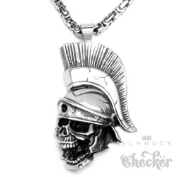 XL Edelstahl Anhänger Totenkopf Römer Centurio Gladiator 60cm Königskette Biker