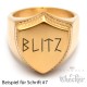 Goldener Siegelring in Schild-Form mit individueller Wunsch-Gravur matt gebürstet