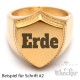 Goldener Siegelring in Schild-Form mit individueller Wunsch-Gravur matt gebürstet