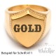Goldener Siegelring in Schild-Form mit individueller Wunsch-Gravur matt gebürstet