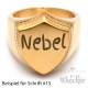 Goldener Siegelring in Schild-Form mit individueller Wunsch-Gravur matt gebürstet