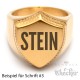 Goldener Siegelring in Schild-Form mit individueller Wunsch-Gravur matt gebürstet