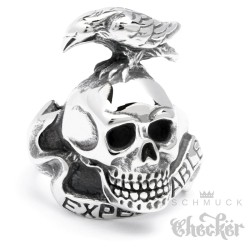 Edelstahl Ring The Expendables Totenkopf Rabe Actionheld Actionfilm Gothic Biker