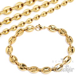 Goldenes Bohnenketten-Armband schmal bis breit zeitlos 316L Edelstahl vergoldet