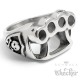 Schlagring Herren Ring Massiv Edelstahl Totenkopf Skull silber Outlaw Bikerring