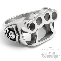 Schlagring Herren Ring Massiv Edelstahl Totenkopf Skull silber Outlaw Bikerring