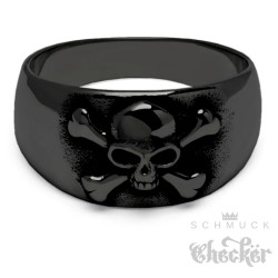 Totenkopf Biker-Ring schwarz Edelstahl Skull Männer Geschenk zeitloser Klassiker