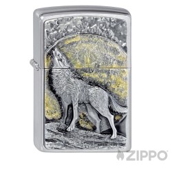 Feuerzeug mit Wolf im Mondschein 3D-Emblem hochwertig verarbeitet original Zippo