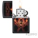 Brennender Skull Zippo Schwarz mit Metal Hand Flammen Sturmfeuerzeug Made in USA
