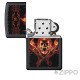 Brennender Skull Zippo Schwarz mit Metal Hand Flammen Sturmfeuerzeug Made in USA
