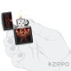 Brennender Skull Zippo Schwarz mit Metal Hand Flammen Sturmfeuerzeug Made in USA