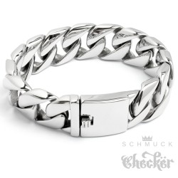 XL Panzerarmband massiv Edelstahl schwer breit Bikerarmband silber Männerschmuck