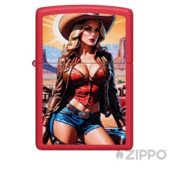 Zippo rot mit Cowgirl Pin-up Western Sturmfeuerzeug Männer Geschenkidee Made in USA