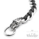 Edelstahl Armband Drache Panzerkette silber echt Leder schwarz Biker Harley