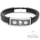 Echt Leder Herren Armband schwarz Edelstahl Fußball Hooligans Ultra Totenkopf