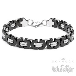 Edelstahl Männer Armband siber und schwarz Königskette Armkette hochwertig Hiphop Biker