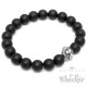 Männerarmband Naturstein Perlen schwarz matt Edelstahl Löwe Bikerarmband
